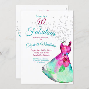 Invitation 50 Fabuleuse élégante Parties scintillant robe flo