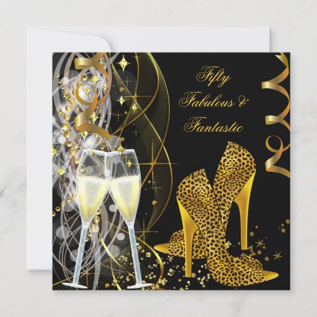 Invitation 50 Fabuleuse et fantastique fête de Champagne Leop (Devant)