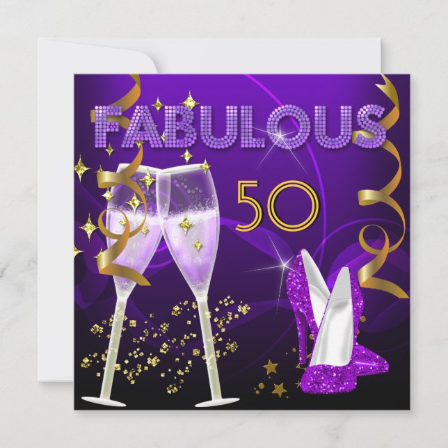 Invitation 50 Fabuleux Chaussures Champagne Purple Gold (Devant)