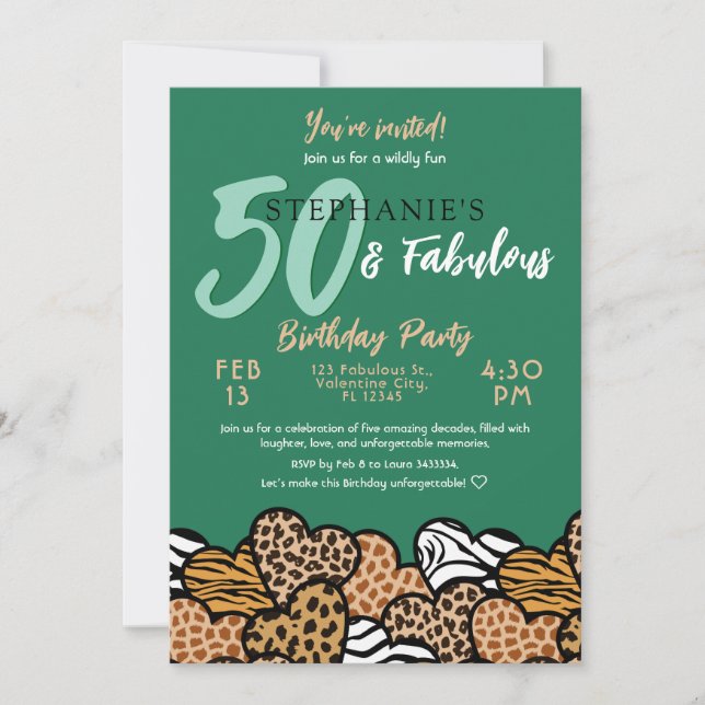 Invitation 50 & Fabuleux Emerald Coeurs sauvages Cinquante An (Devant)