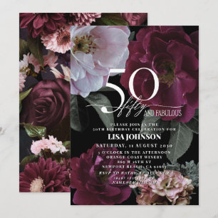 Invitation 50 & Fabuleux Moderne Dark Moody Bourgogne rose