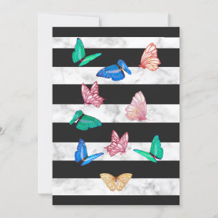 Invitation 50 Fabuleux Papillon en marbre noir blanc