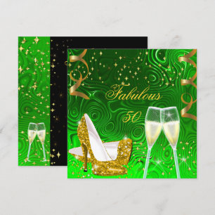 Invitation 50 Fabuleux Parties scintillant de chaux d'or haut
