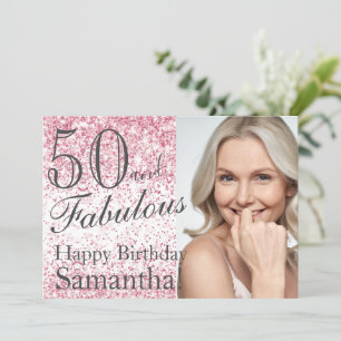 Invitation 50 & Fabuleux Parties scintillant rose Confetti An