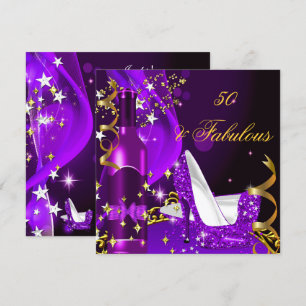 Invitation 50 & Fabuleux Purple Magenta fête d'anniversaire