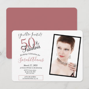 Invitation 50 & Fabuleux Rose Gold 50th Birthday Party Photo