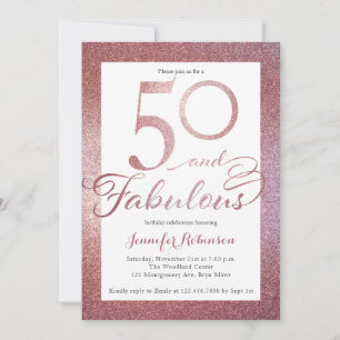 Invitation 50 Fabuleux Rose Gold Parties scintillant fête d'a