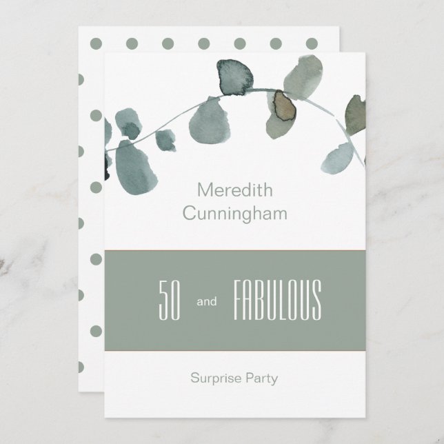 Invitation 50 & Fabuleux Sage Simple Anniversaire (Devant / Derrière)