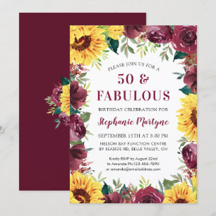 Invitation 50 & Fabuleux Sunflower Bourgogne Rose Anniversair