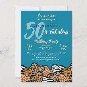 Invitation 50 & Fabuleux Turquoises Coeurs sauvages Cinquante