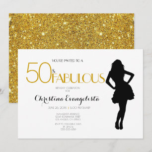 Invitation 50 & Fabulous Parties scintillant d'or avec Silhou