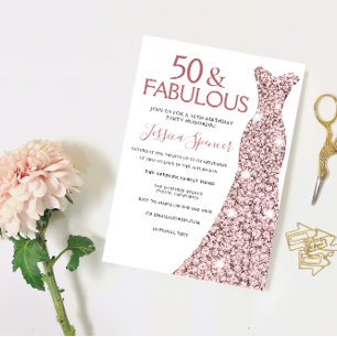 Invitation 50 & Fabulous Rose Gold robe 50e fête d'anniversai