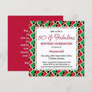 Invitation 50 & Fabulous ST KITTS NEVIS FLAG Custom Birthday