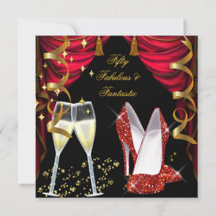 Invitation 50 Fabuluses et Fantastiques Fête au Champagne Rou
