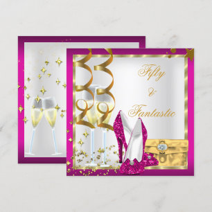 Invitation 50 & Fantastic Hot Pink White Gold fête d'annivers