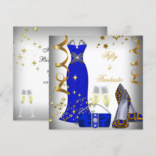 Invitation 50 & Fantastique robe blanche Séquins Bleus Annive