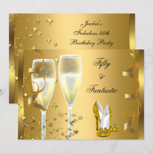 Invitation 50 & Fantastiques Élégants Talons Champagne Or