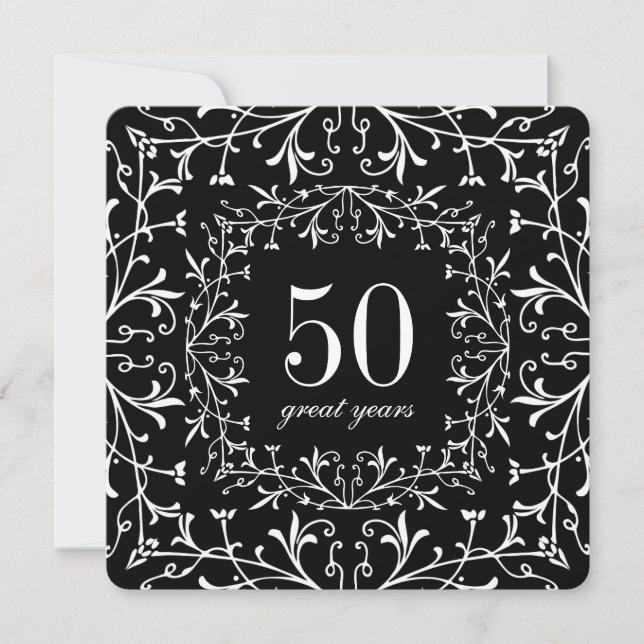 Invitation 50 Grandes Années Cravate noire Anniversaire ou An (Devant)