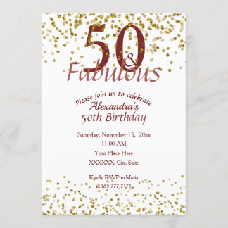 Invitation 50 Or Et Bourgogne Fabuleux