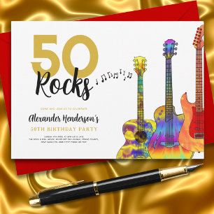 Invitation 50 Rocks Cool Guitare Fête d'anniversaire 50 ans