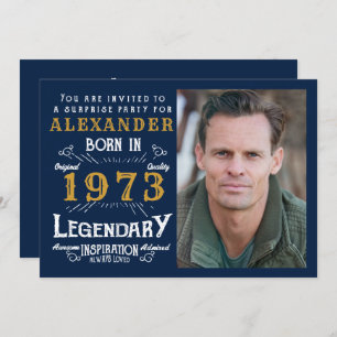 Invitation 50e anniversaire 1973 Blue Gold Retro