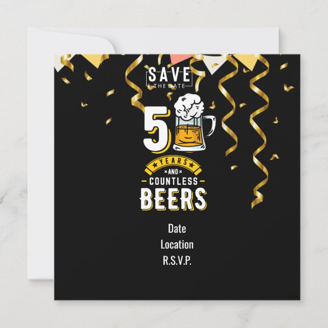 Invitation 50e anniversaire 50 ans et innombrables bières (Devant)