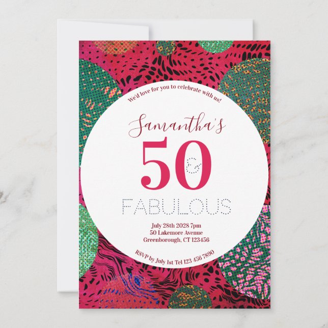 Invitation 50e anniversaire 50 et Fabulous Parti unique (Dos)