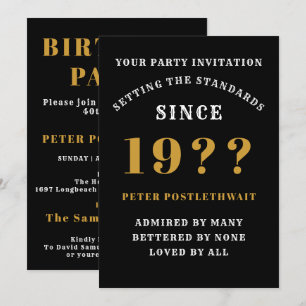 Invitation 50e Anniversaire Ajouter Nom Année Noir Or Pour Lu