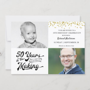 Invitation 50e anniversaire Alors et maintenant Photos Gold C