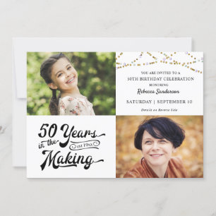 Invitation 50e anniversaire Alors et maintenant Photos String