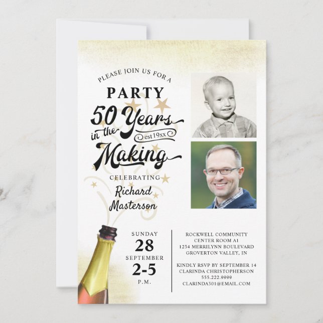 Invitation 50e anniversaire année rétro dans la fabrication d (Devant)