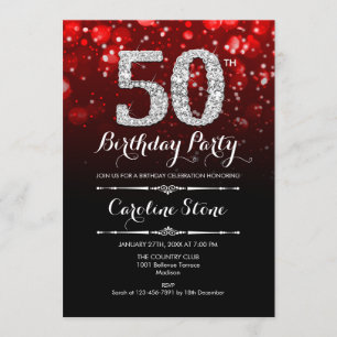 Invitation 50e anniversaire - Argent noir rouge
