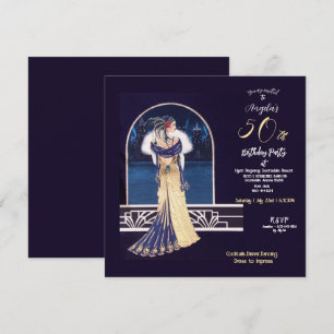 Invitation 50e anniversaire Art déco fête