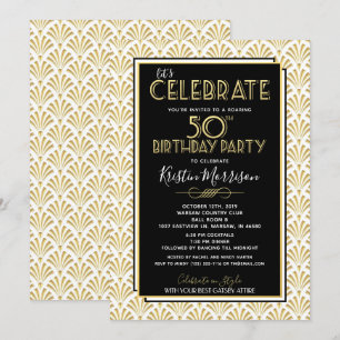 Invitation 50e anniversaire Art Déco Gatsby Roaring 20s Anniv