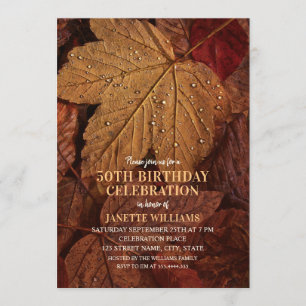 Invitation 50e anniversaire automne rustique L'automne quitte