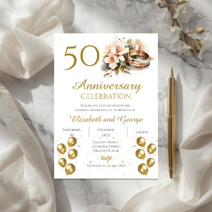 Invitation 50e anniversaire avec anneaux