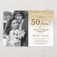 50e Anniversaire avec Photo - Or Blanc