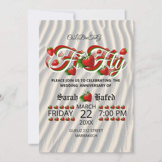 Invitation 50e anniversaire Berry Invitation, Mariage d'or (Devant)