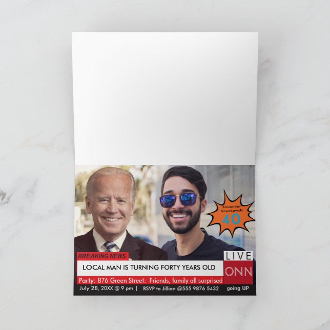 Invitation 50e anniversaire Biden Mens Funny TV News (Intérieur)