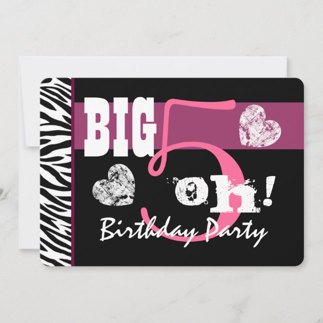Invitation 50e anniversaire Big 5 Oh Pink Zebra A01 (Devant)