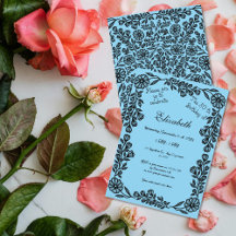 50e anniversaire Black & Blue Botanical Floral