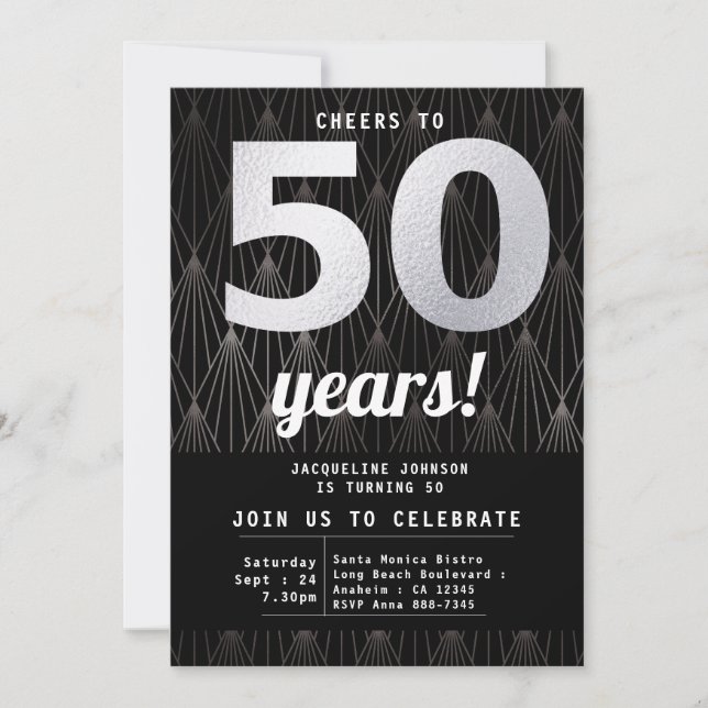 Invitation 50e anniversaire Black Silver Party (Devant)