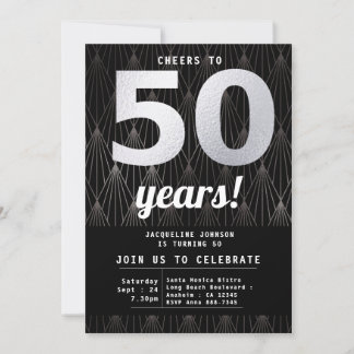 Invitation 50e anniversaire Black Silver Party