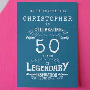 Invitation 50e anniversaire bleu