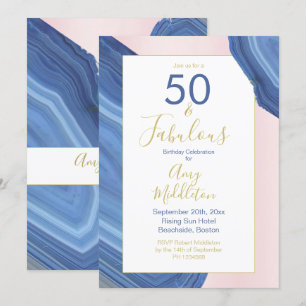 Invitation 50e anniversaire Blue Rose Agate Mineral Rock Mode