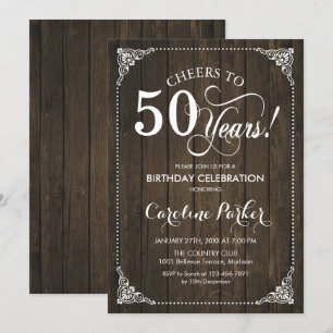 Invitation 50e anniversaire - Bois rustique