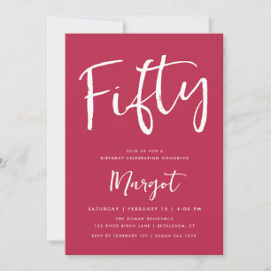 Invitation 50e anniversaire Bold Quarante brosse Script Magen