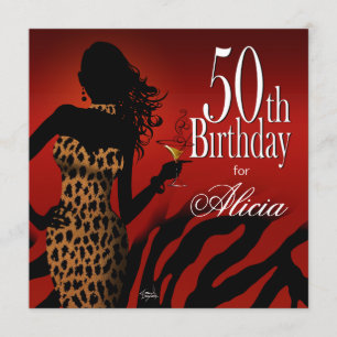 Invitation 50e anniversaire Bombshell Leopard Cocktail Party