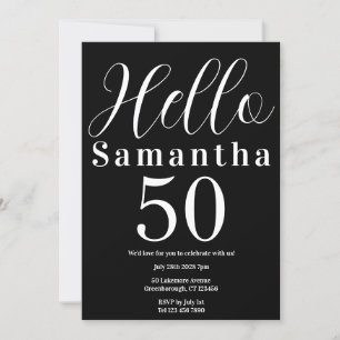 Invitation 50e anniversaire Bonjour 50 Black and White Party