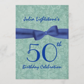 Invitation 50e anniversaire Bow vert et bleu W1469